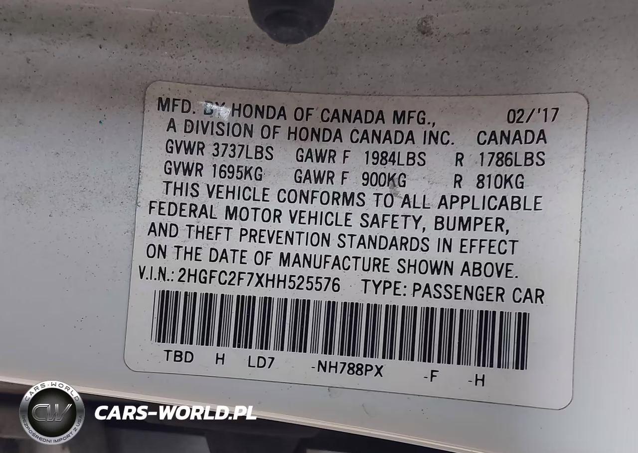 2017 Honda Civic Ex VIN:2HGFC2F7XHH525576 - 9