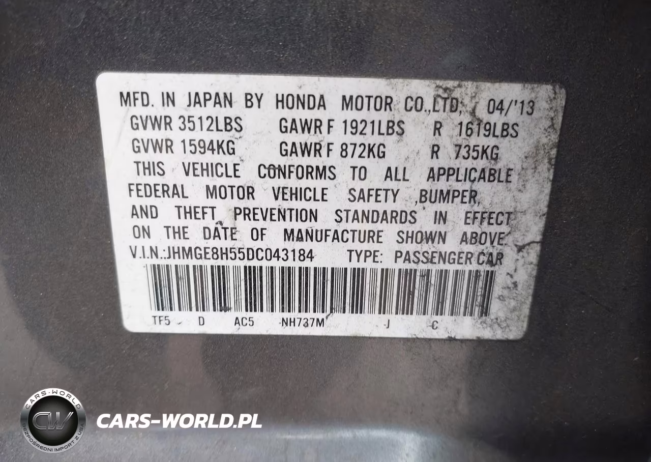 2013 Honda Fit Sport VIN:JHMGE8H55DC043184 - 9