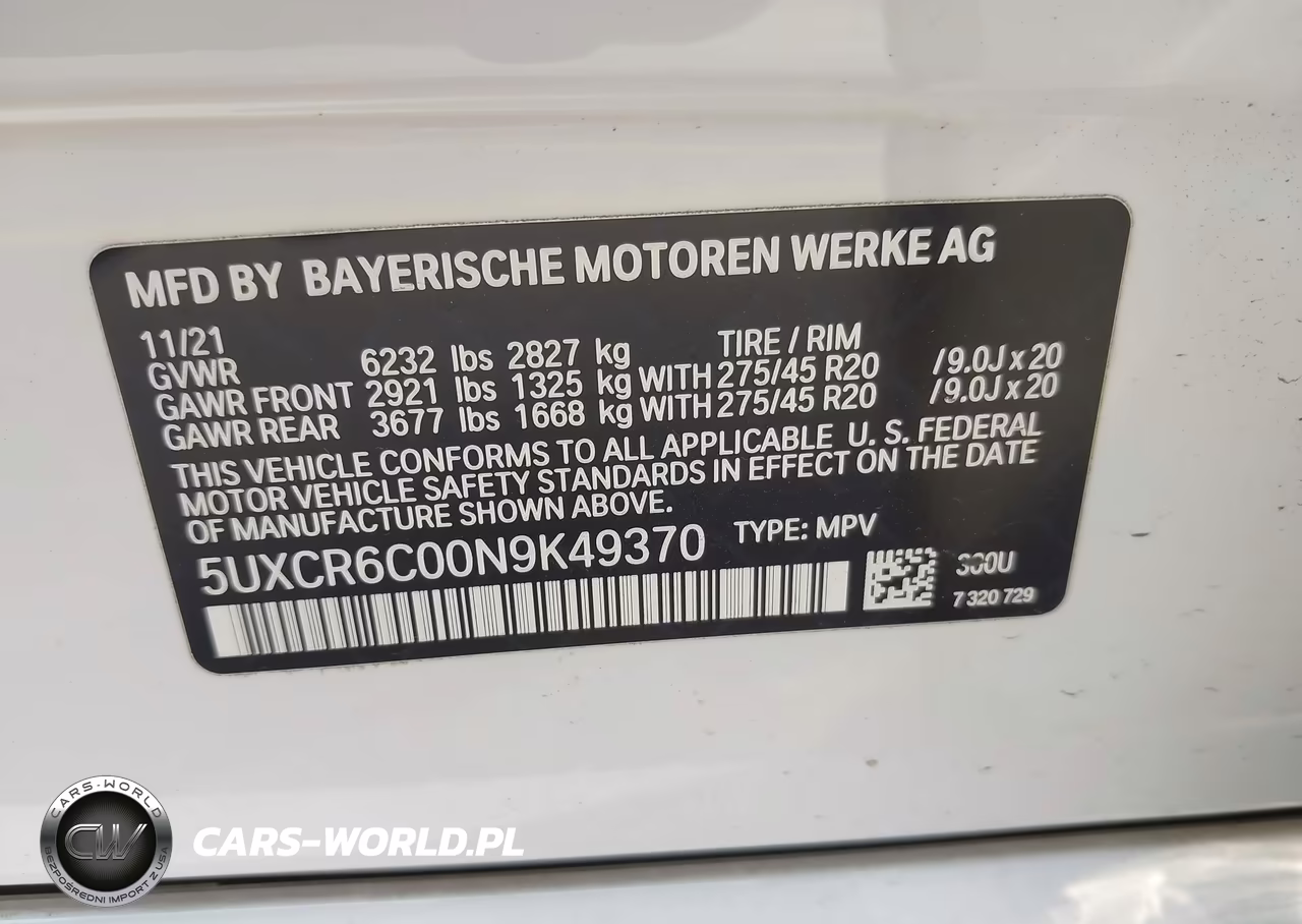 2022 BMW X5 xDrive40I VIN:5UXCR6C00N9K49370 - 9