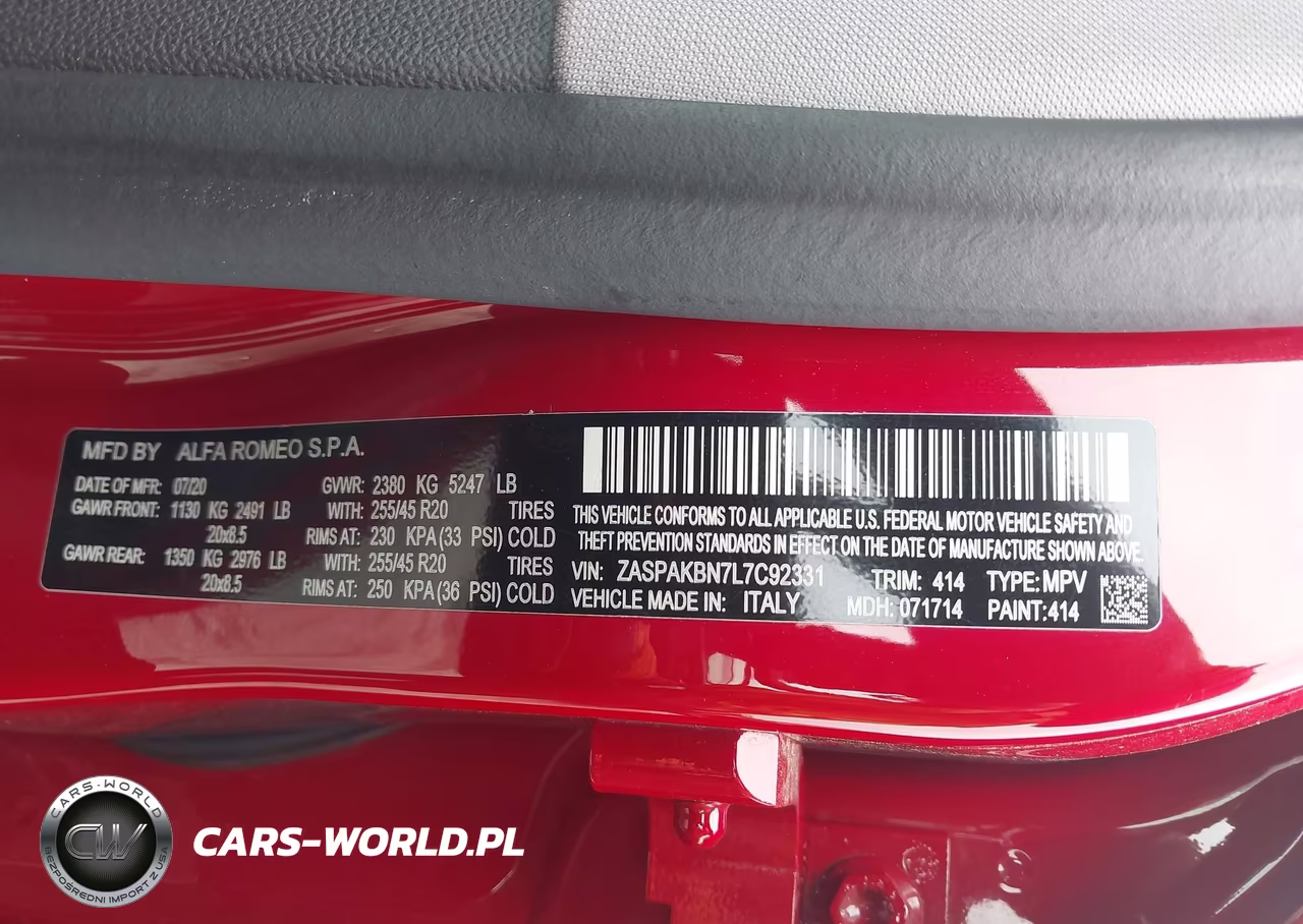 2020 Alfa Romeo Stelvio Ti Awd VIN:ZASPAKBN7L7C92331 - 9