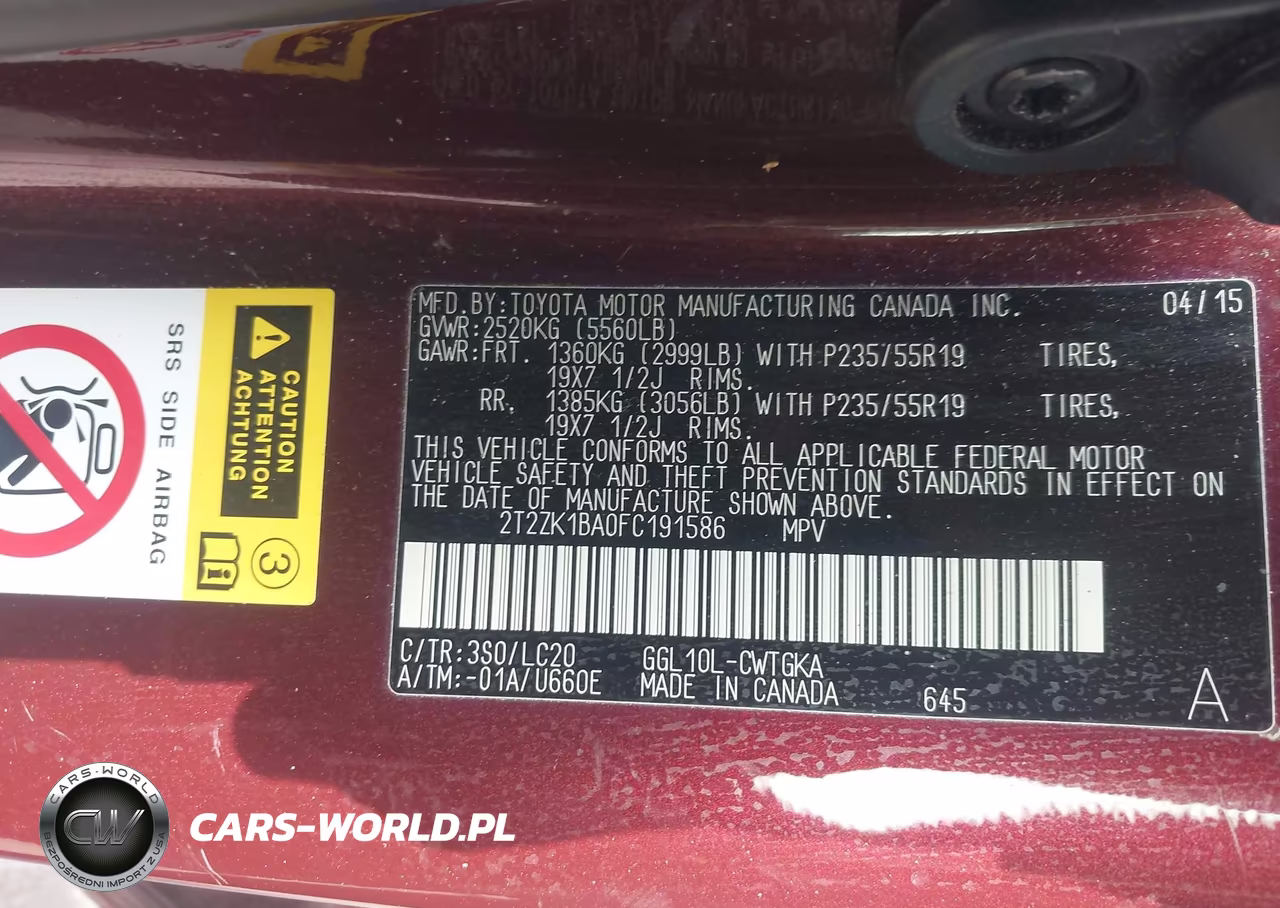 2015 Lexus Rx 350 VIN:2T2ZK1BA0FC191586 - 9