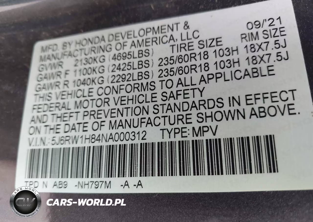 2022 Honda Cr-V 2Wd Ex-L VIN:5J6RW1H84NA000312 - 9