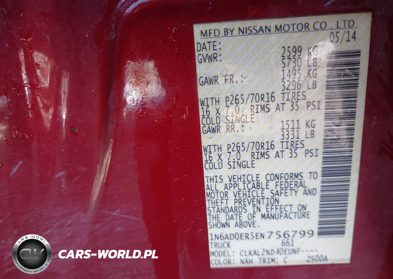 2014 Nissan Frontier Sv VIN:1N6AD0ER5EN756799 - 9
