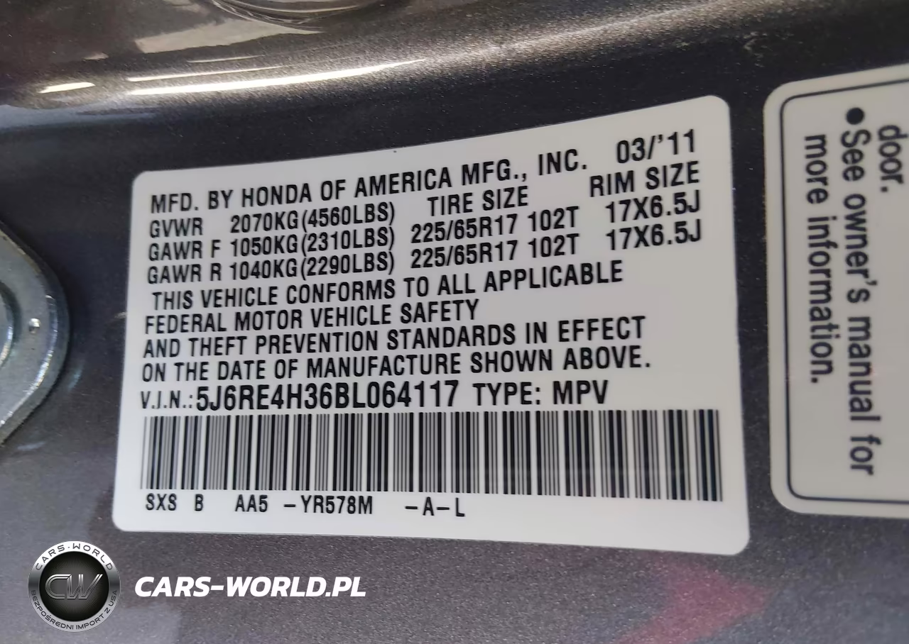 2011 Honda Cr-V Lx VIN:5J6RE4H36BL064117 - 9