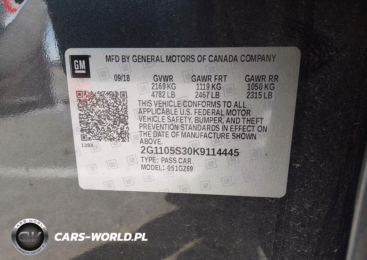 2019 Chevrolet Impala Premier VIN:2G1105S30K9114445 - 9