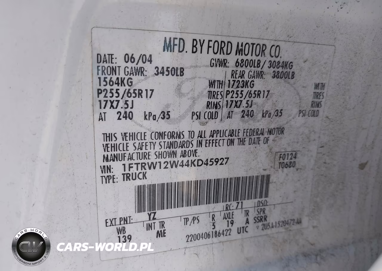 2004 Ford F-150 Xlt VIN:1FTRW12W44KD45927 - 9