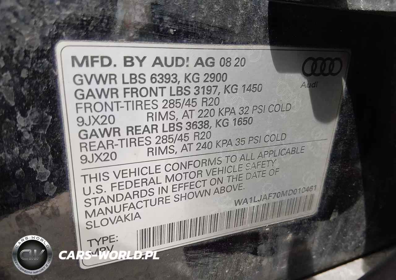 2021 Audi Q7 Premium Plus 45 Tfsi Quattro Tiptronic VIN:WA1LJAF70MD010461 - 9