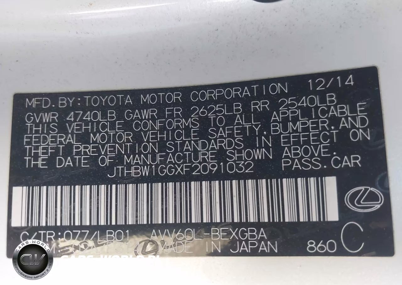 2015 Lexus Es 300H VIN:JTHBW1GGXF2091032 - 9