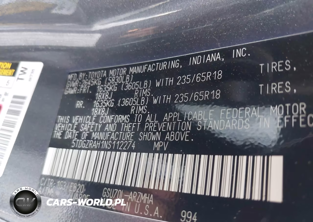 2022 Toyota Highlander Xle VIN:5TDGZRAH1NS112274 - 9