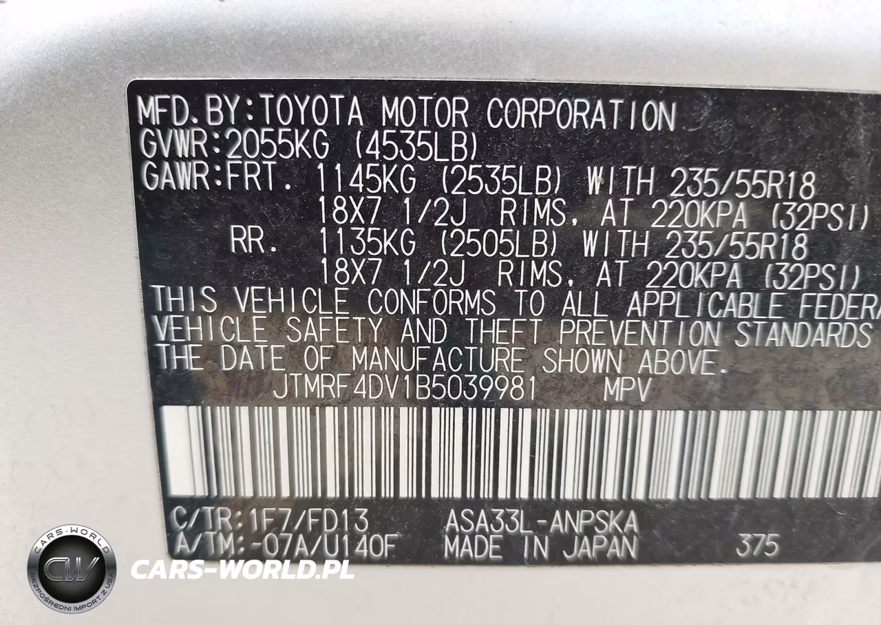 2011 Toyota Rav4 Sport VIN:JTMRF4DV1B5039981 - 9