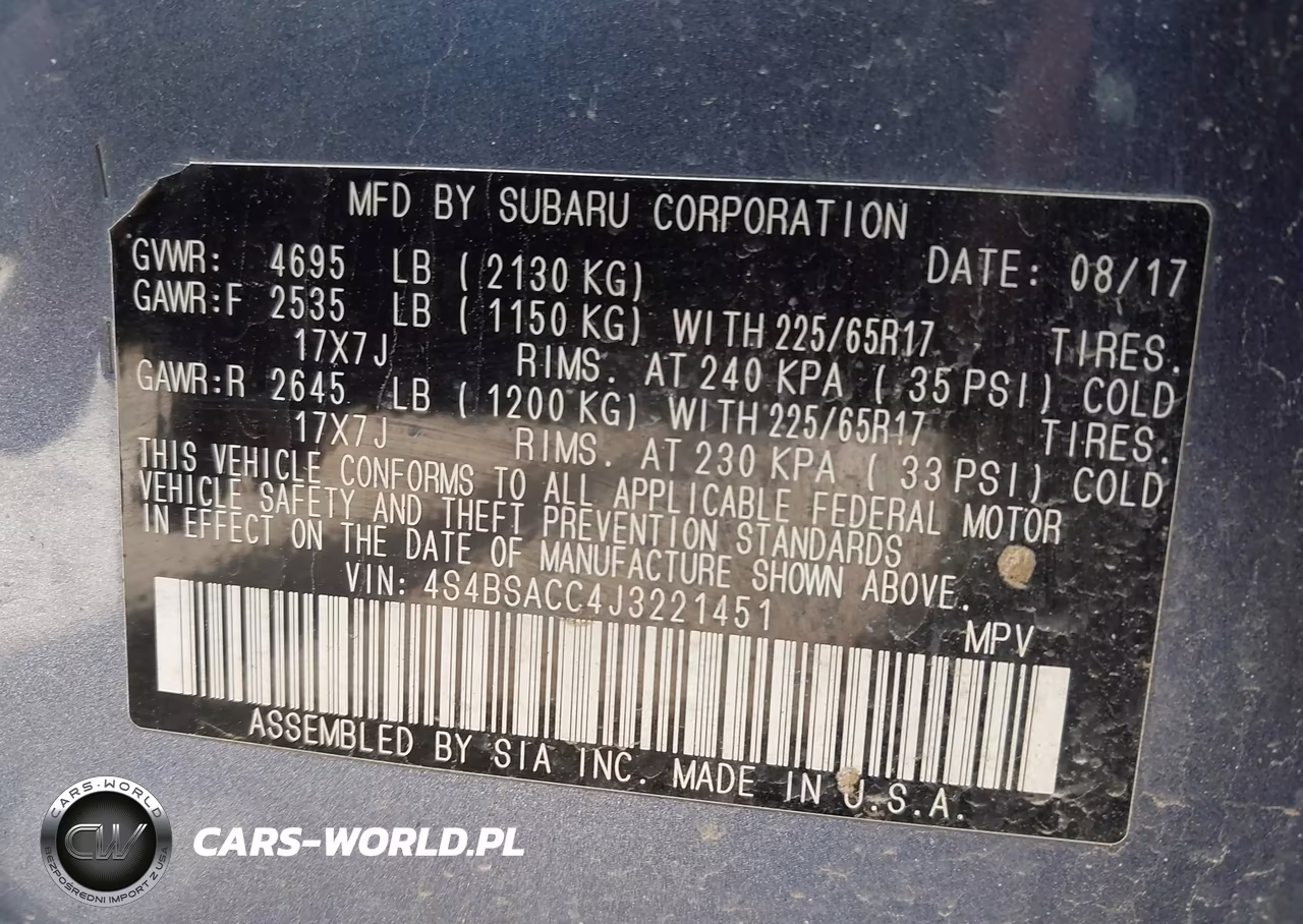2018 Subaru Outback 2.5I Premium VIN:4S4BSACC4J3221451 - 9