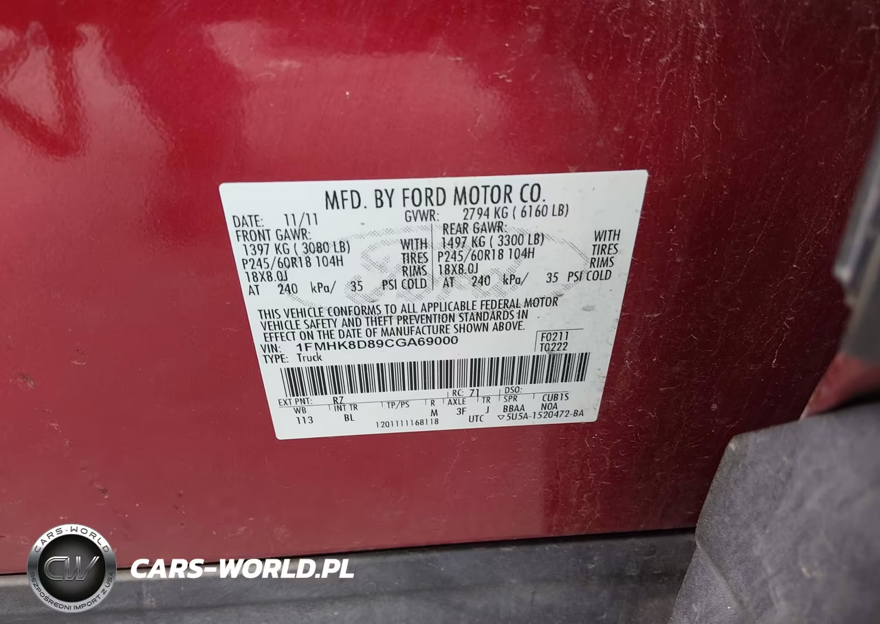2012 Ford Explorer Xlt VIN:1FMHK8D89CGA69000 - 9