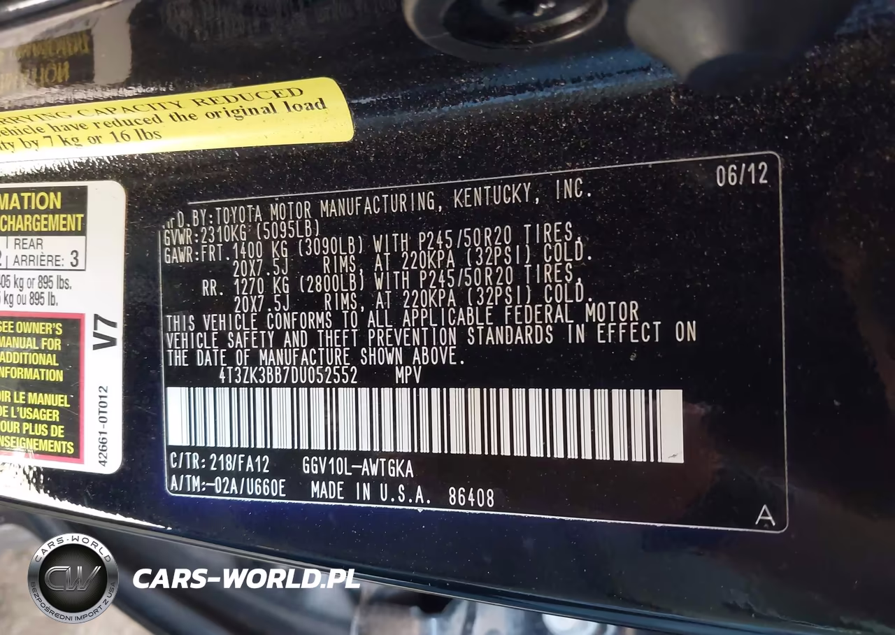 2013 Toyota Venza Le V6 VIN:4T3ZK3BB7DU052552 - 9