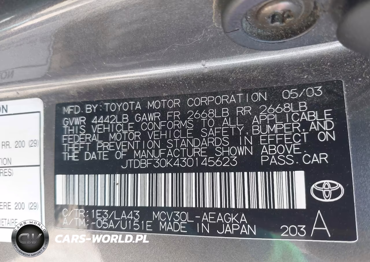 2003 Toyota Camry Xle V6 VIN:JTDBF30K430145623 - 9