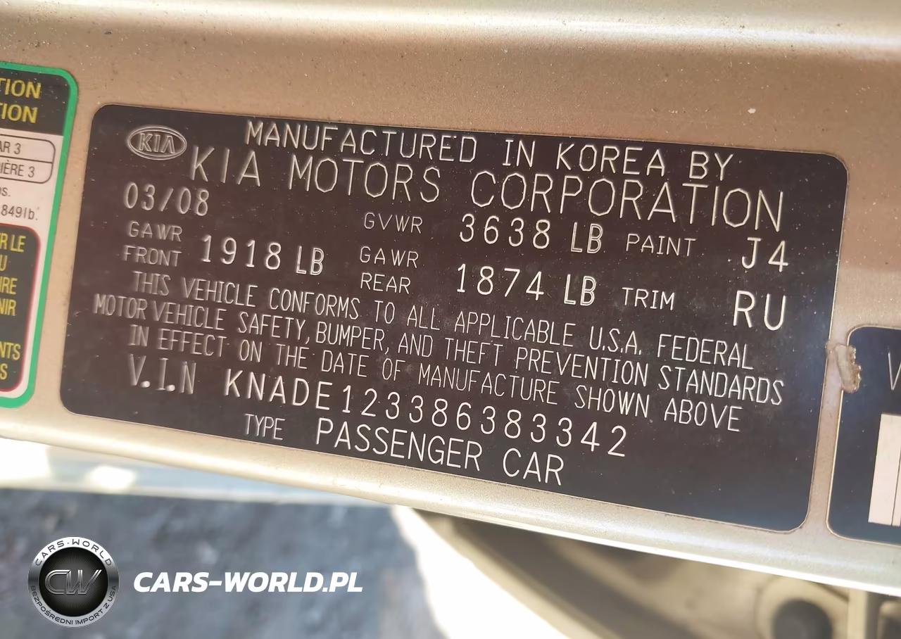2008 Kia Rio Lx VIN:KNADE123386383342 - 9