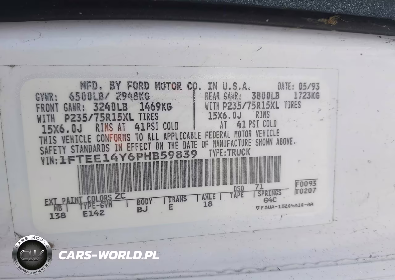 1993 Ford Econoline E150 Van VIN:1FTEE14Y6PHB59839 - 9