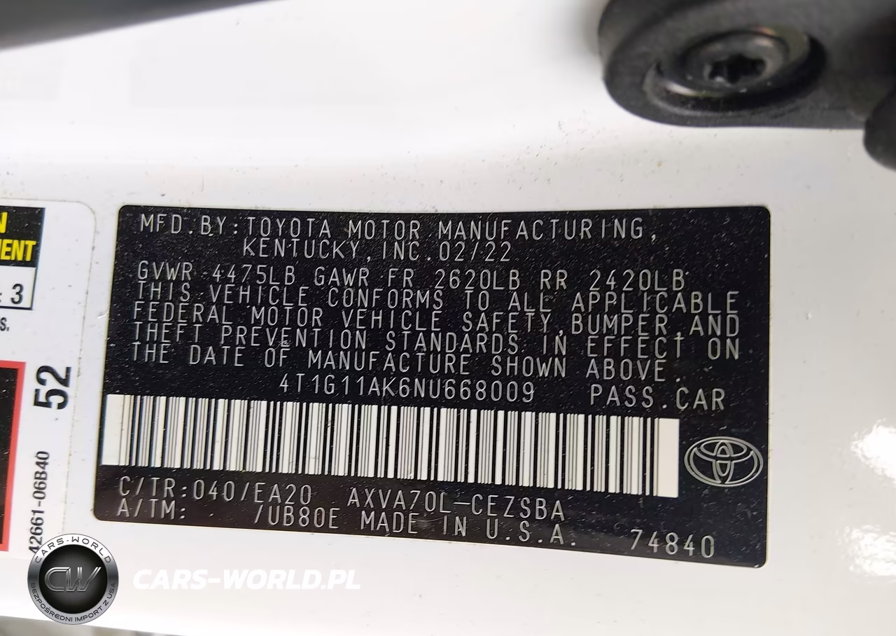 2022 Toyota Camry Se VIN:4T1G11AK6NU668009 - 9