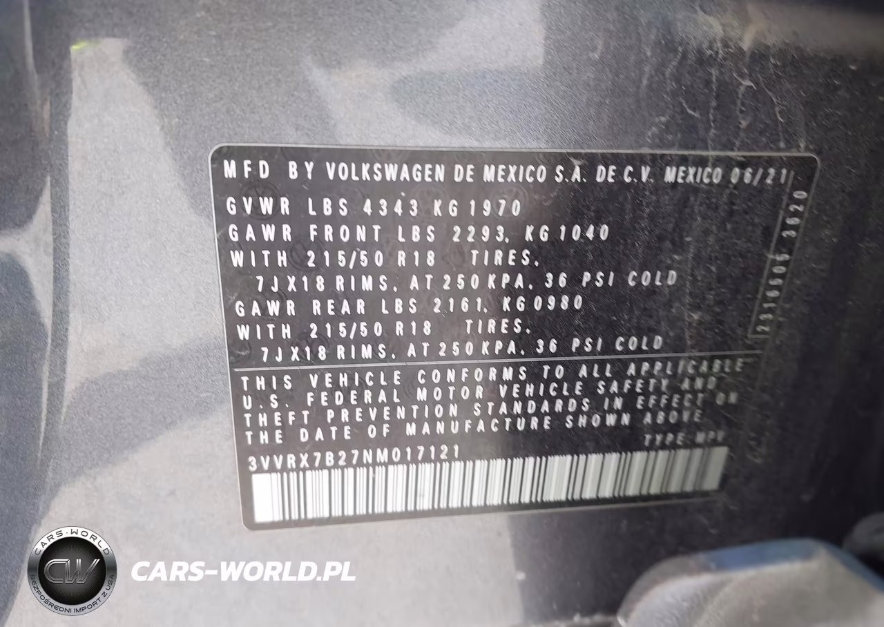 2022 Volkswagen Taos 1.5T Se VIN:3VVRX7B27NM017121 - 9