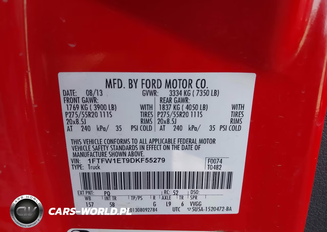 2013 Ford F-150 Fx4 VIN:1FTFW1ET9DKF55279 - 9