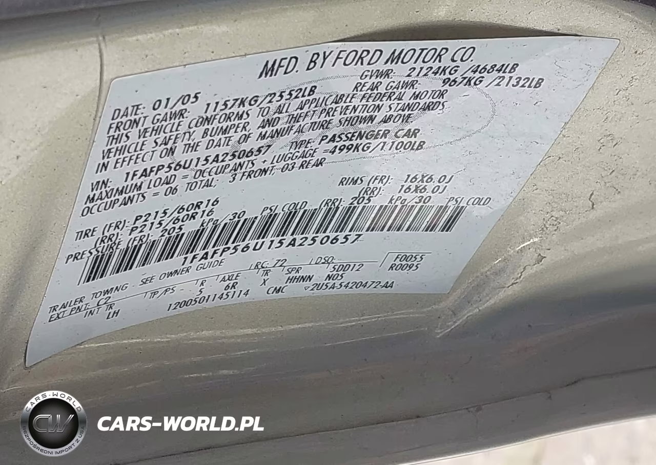 2005 Ford Taurus Sel VIN:1FAFP56U15A250657 - 9