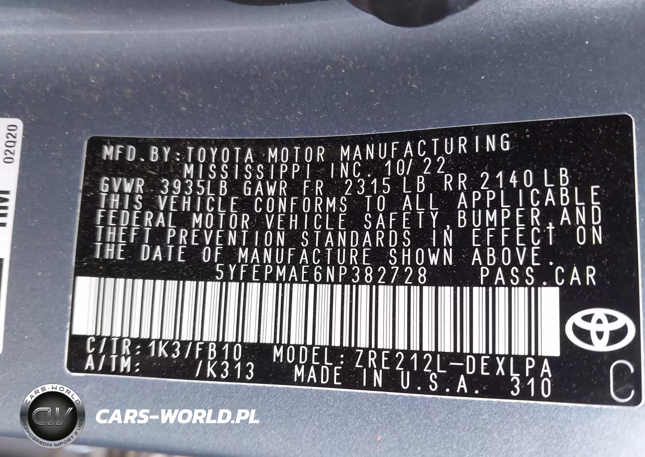 2022 Toyota Corolla Le VIN:5YFEPMAE6NP382728 - 9
