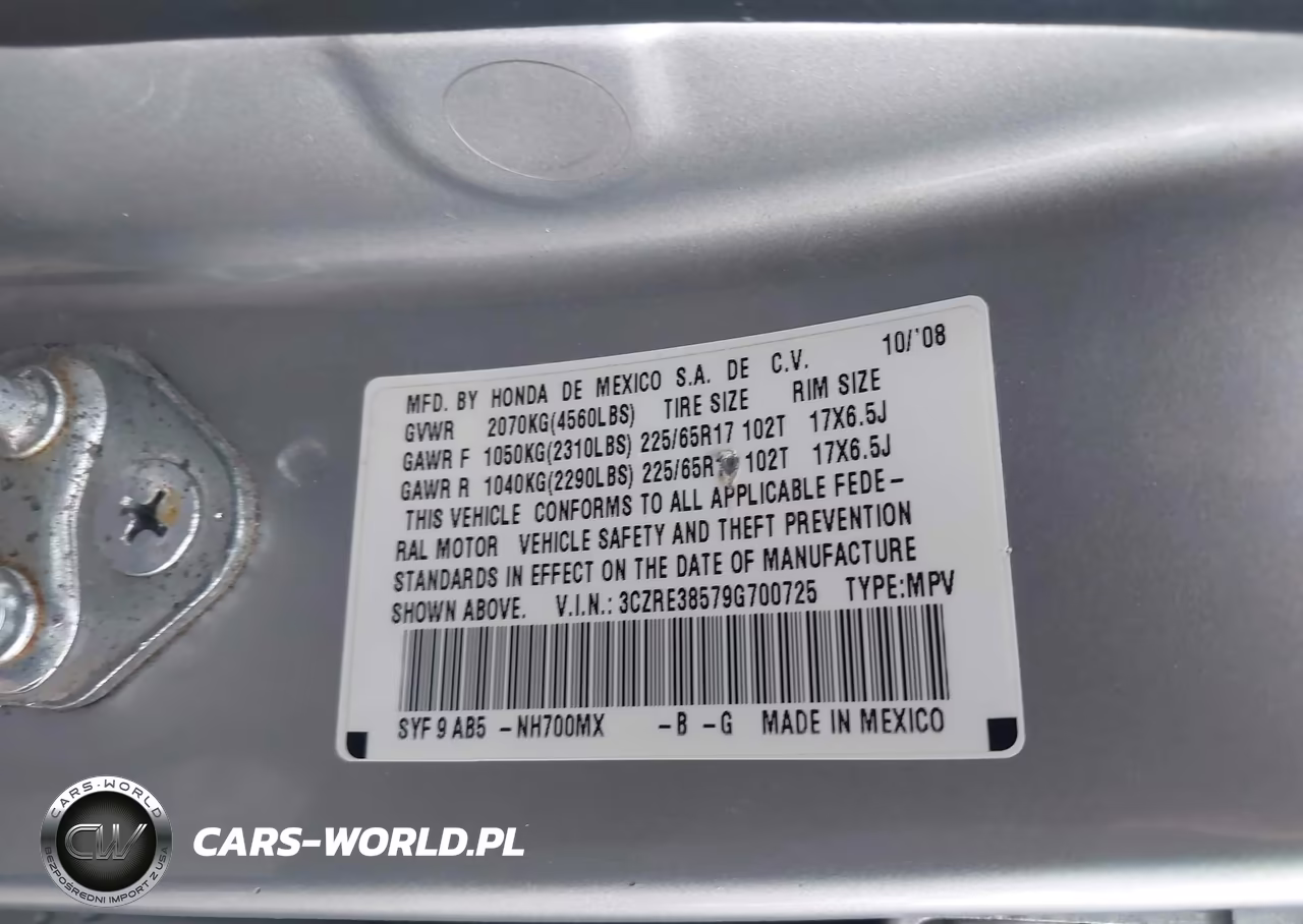 2009 Honda Cr-V Ex VIN:3CZRE38579G700725 - 9
