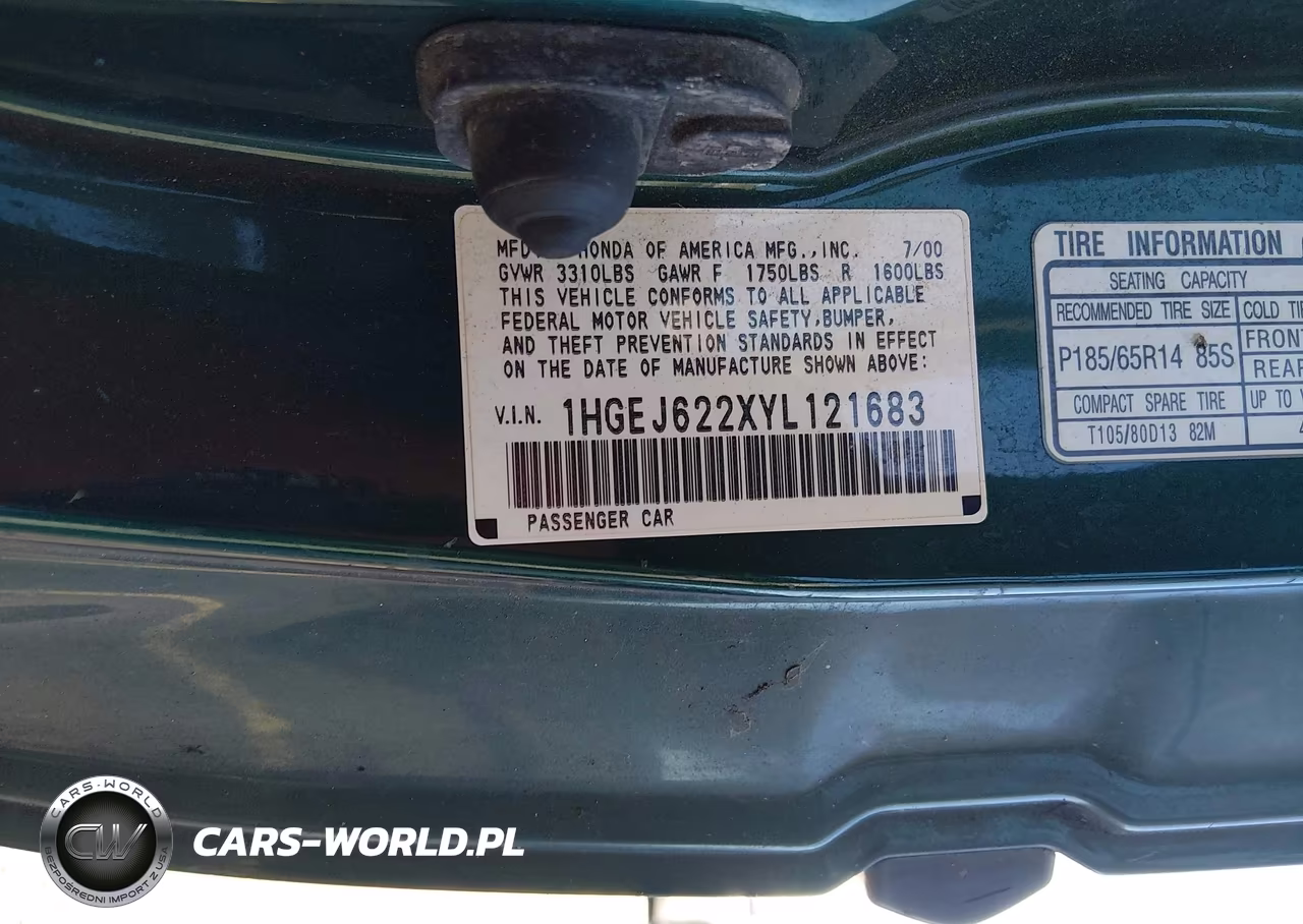 2000 Honda Civic Dx VIN:1HGEJ622XYL121683 - 9