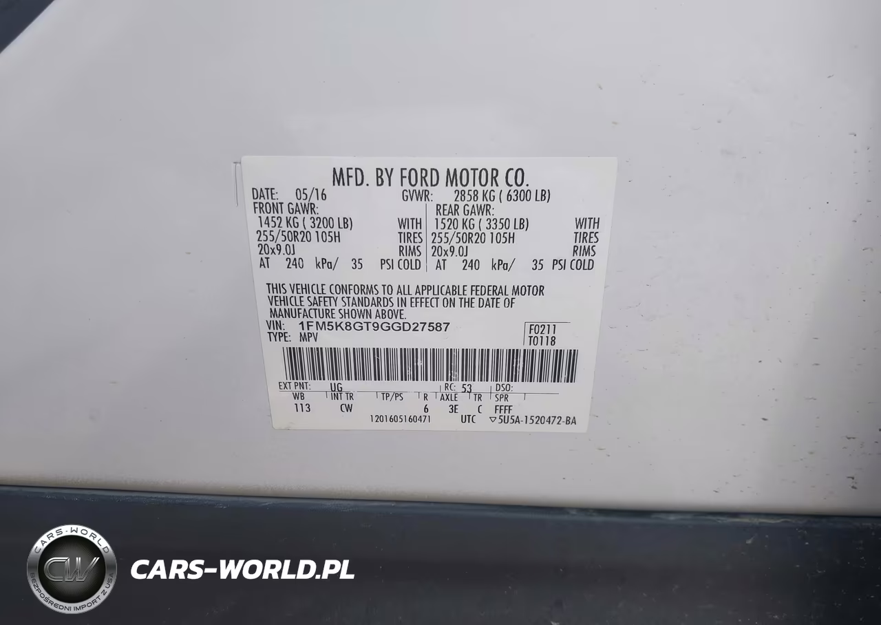 2016 Ford Explorer Sport VIN:1FM5K8GT9GGD27587 - 9