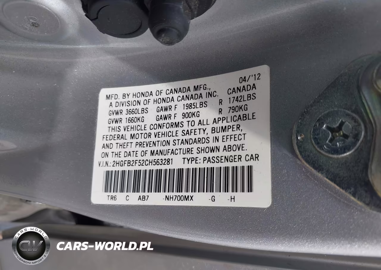 2012 Honda Civic Lx VIN:2HGFB2F52CH563281 - 9