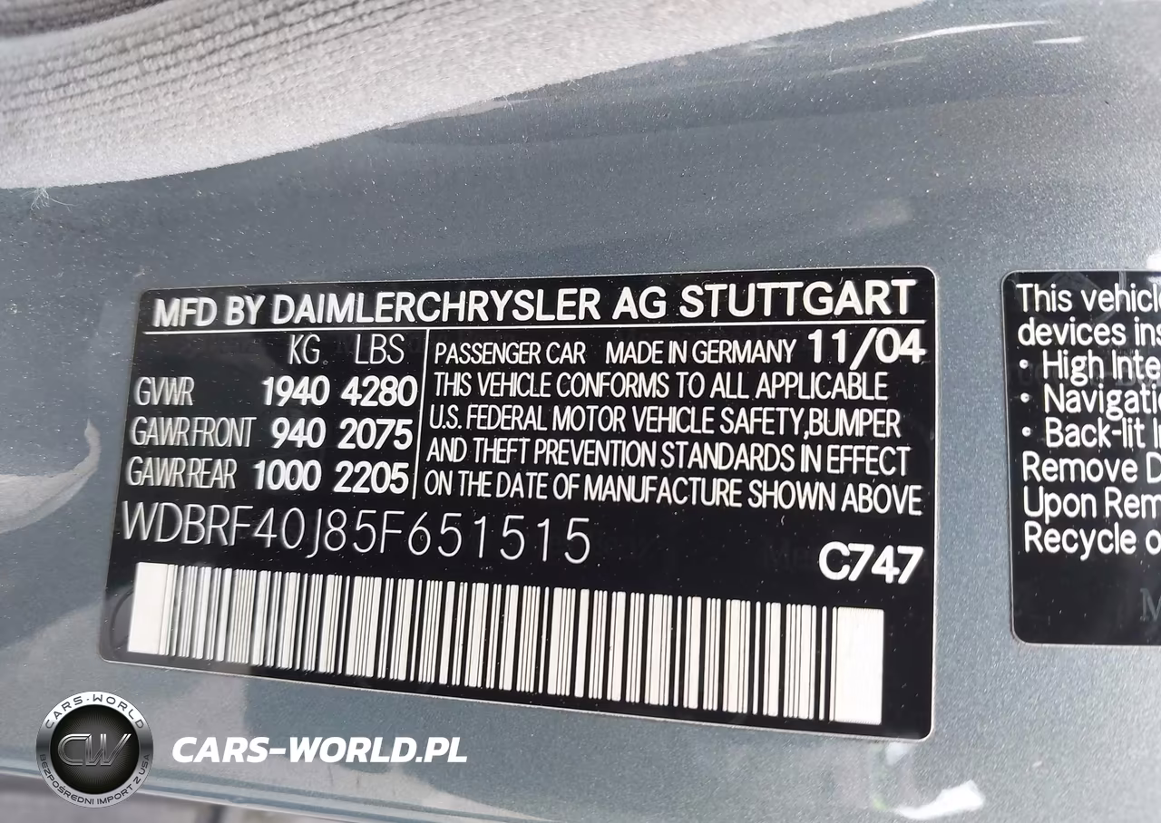 2005 Mercedes-Benz C 230 Kompressor Sport VIN:WDBRF40J85F651515 - 9