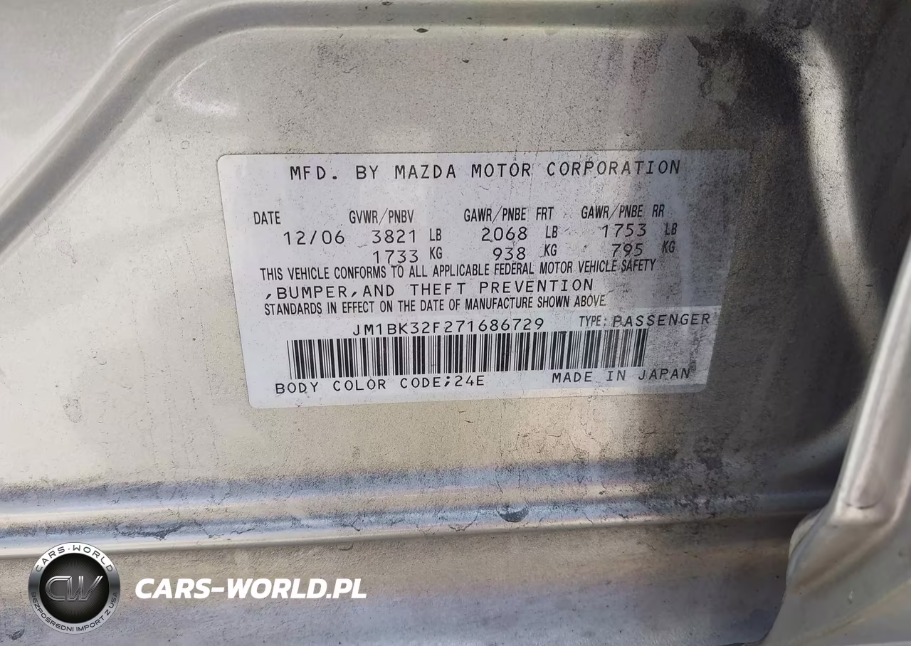 2007 Mazda Mazda3 I VIN:JM1BK32F271686729 - 9