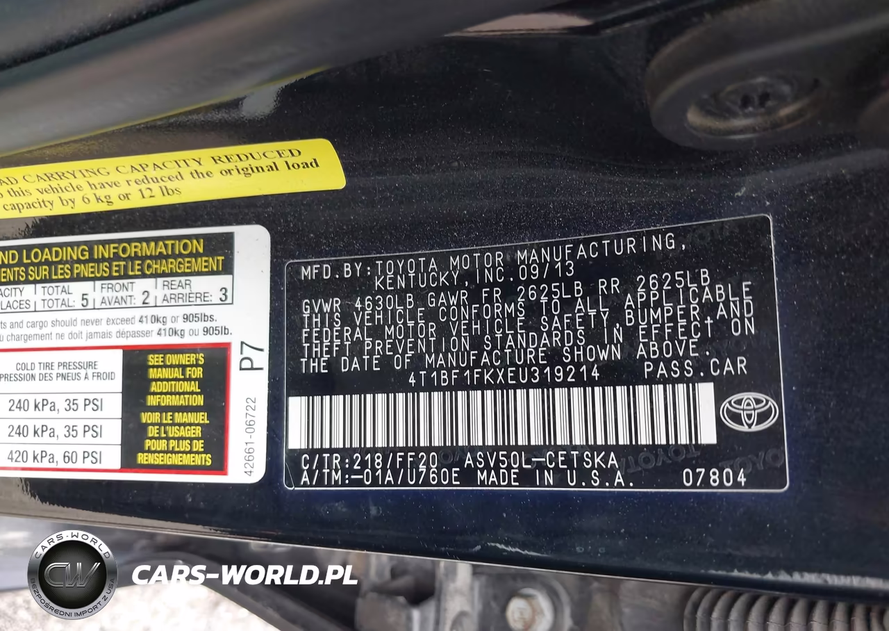 2014 Toyota Camry Se VIN:4T1BF1FKXEU319214 - 9