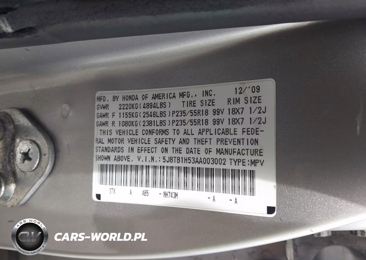 2010 Acura Rdx VIN:5J8TB1H53AA003002 - 9