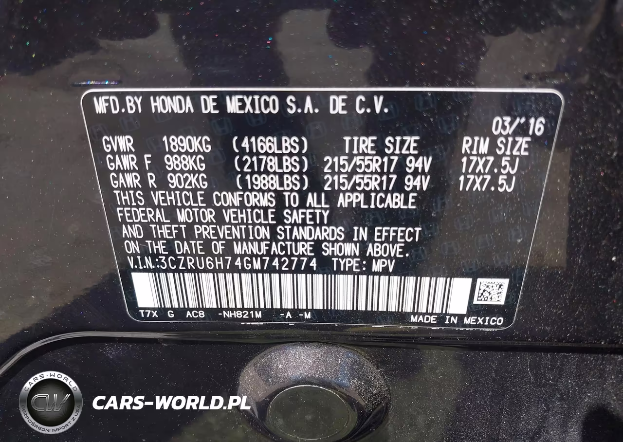 2016 Honda Hr-V Ex-L VIN:3CZRU6H74GM742774 - 9