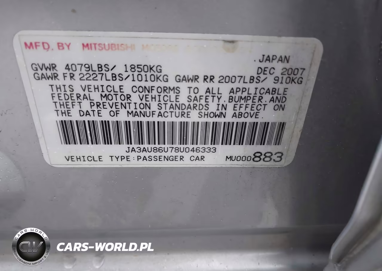 2008 Mitsubishi Lancer Gts VIN:JA3AU86U78U046333 - 9