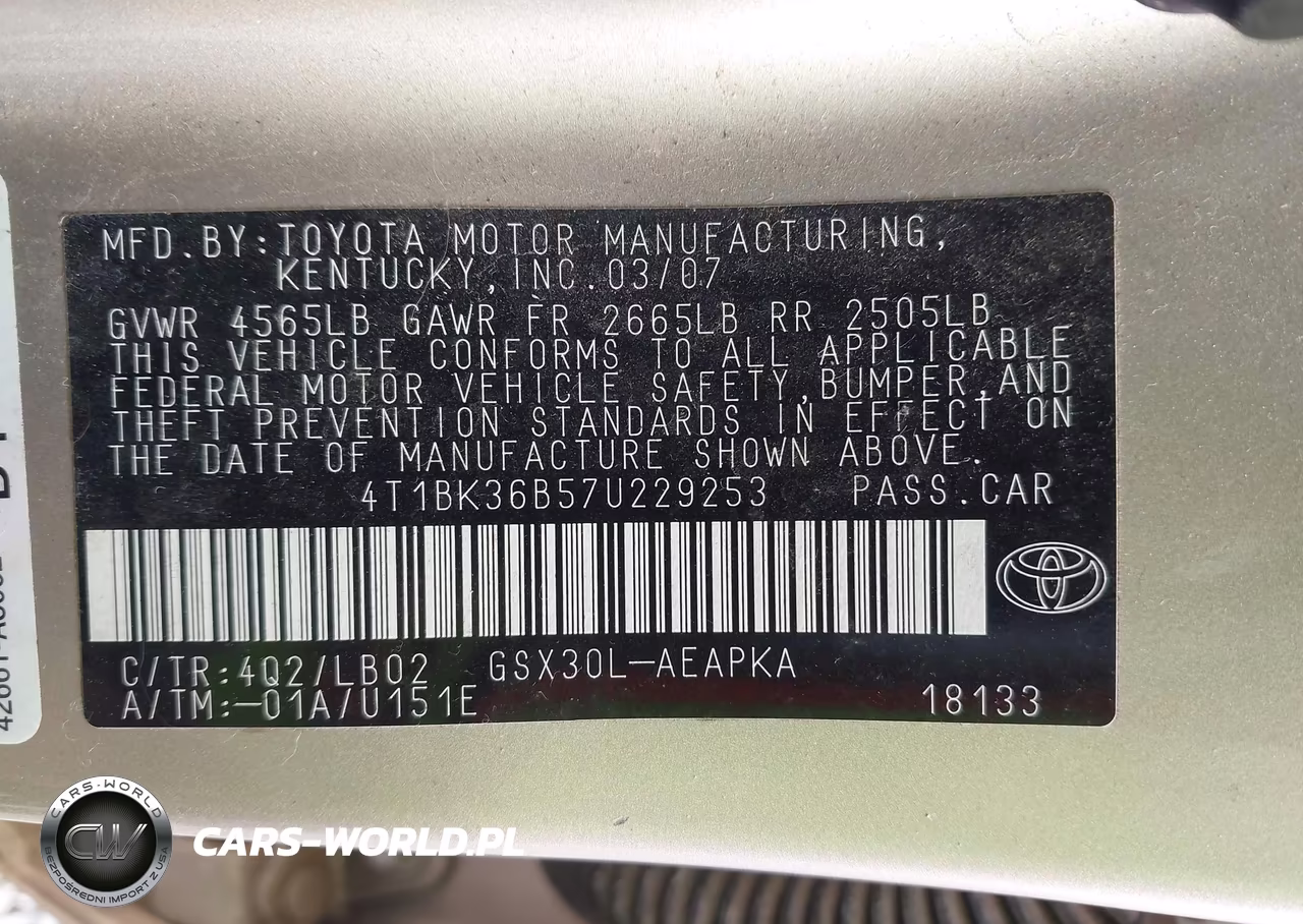 2007 Toyota Avalon Limited VIN:4T1BK36B57U229253 - 9