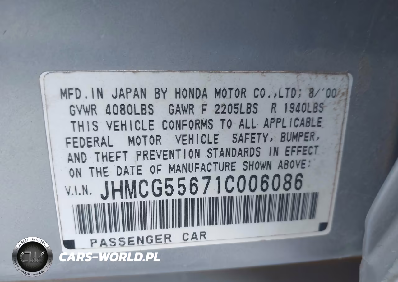 2001 Honda Accord 2.3 Ex VIN:JHMCG55671C006086 - 9