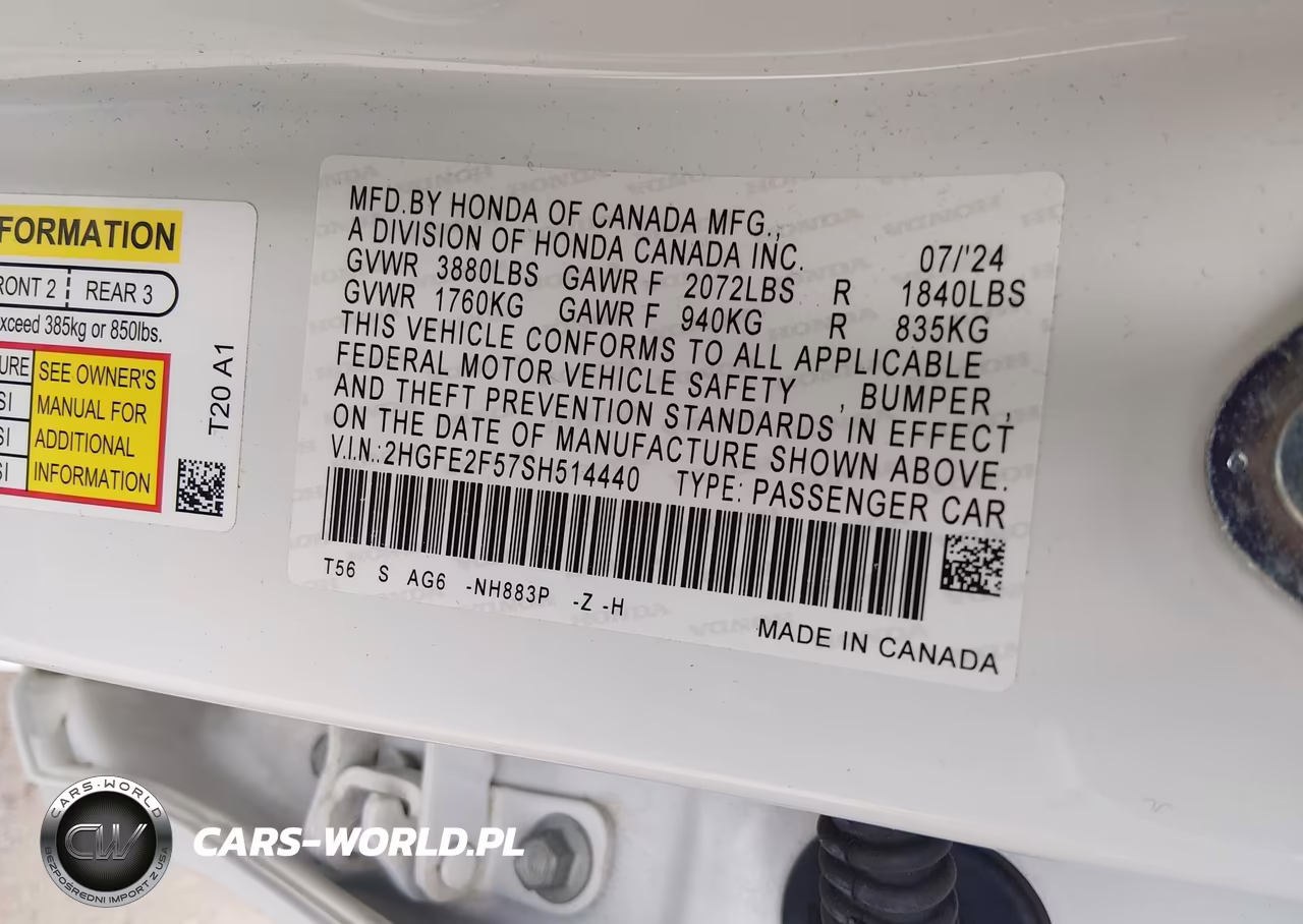 2025 Honda Civic Sport VIN:2HGFE2F57SH514440 - 9