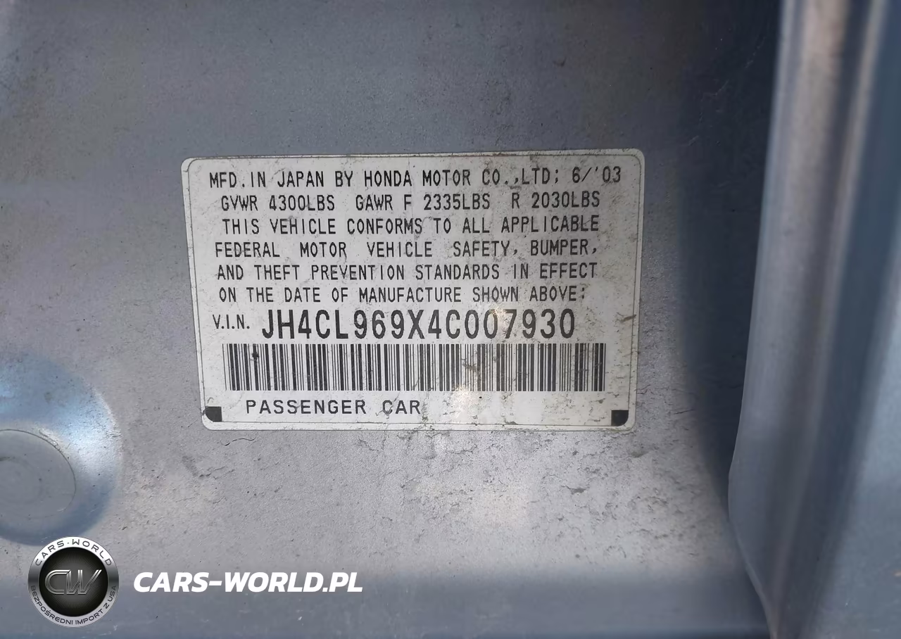 2004 Acura Tsx VIN:JH4CL969X4C007930 - 9