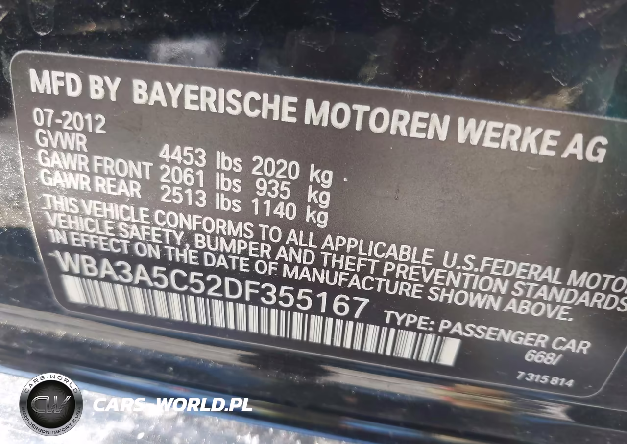 2013 BMW 328I VIN:WBA3A5C52DF355167 - 9