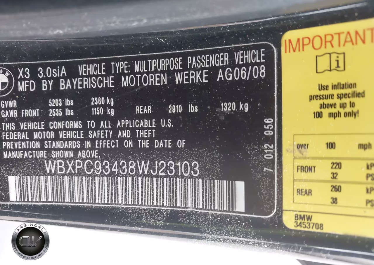 2008 BMW X3 3.0Si VIN:WBXPC93438WJ23103 - 9