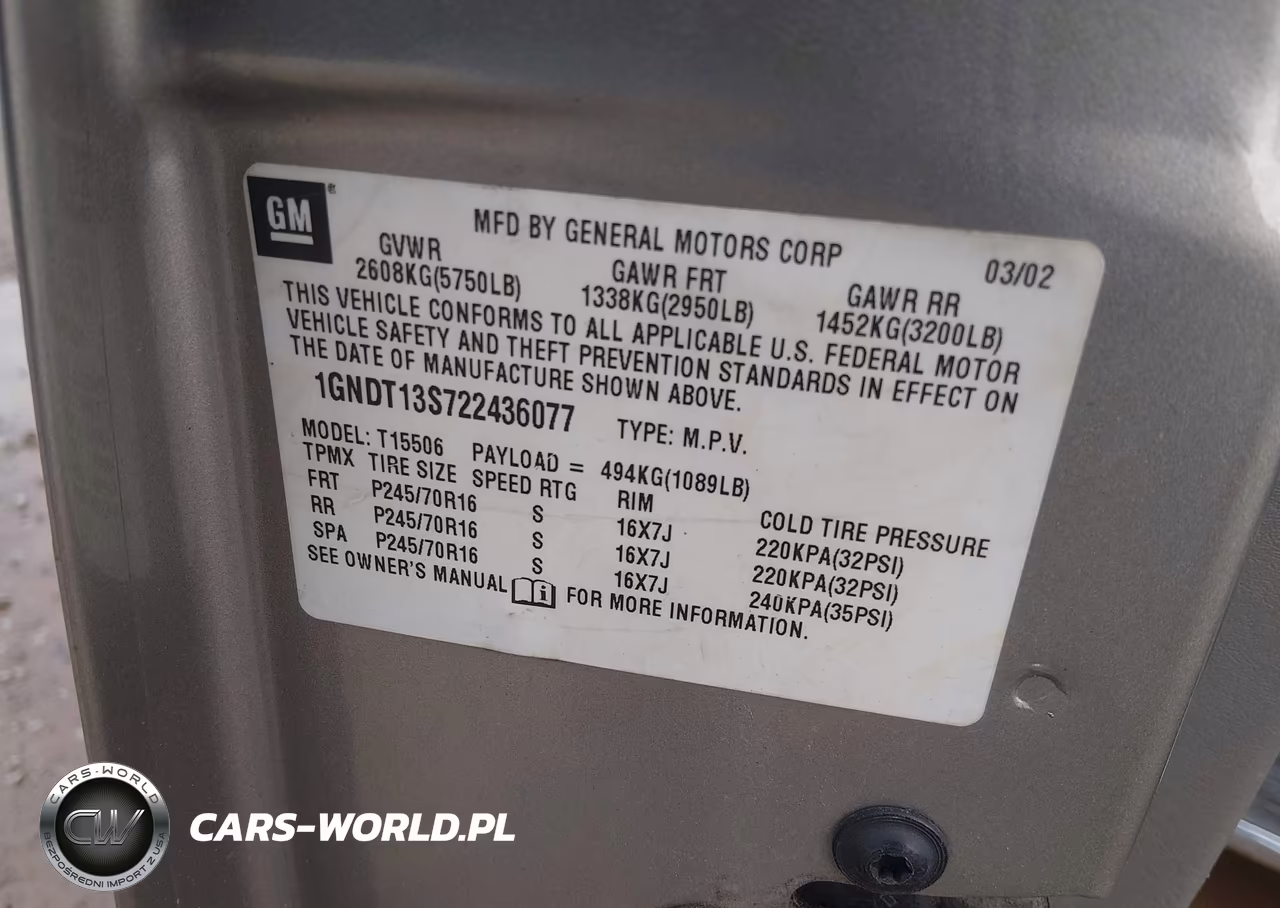 2002 Chevrolet Trailblazer Ls VIN:1GNDT13S722436077 - 9