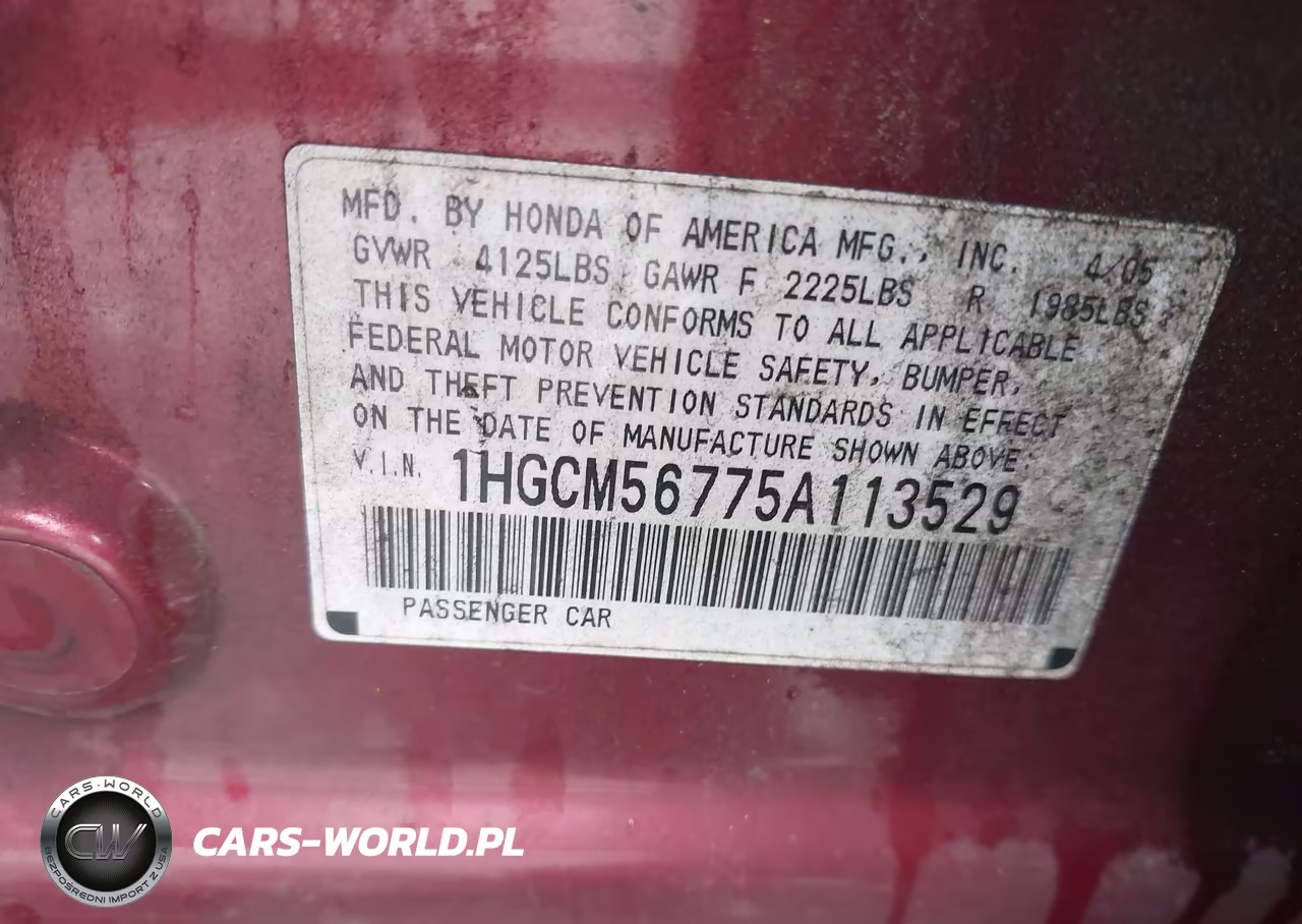 2005 Honda Accord 2.4 Ex VIN:1HGCM56775A113529 - 9