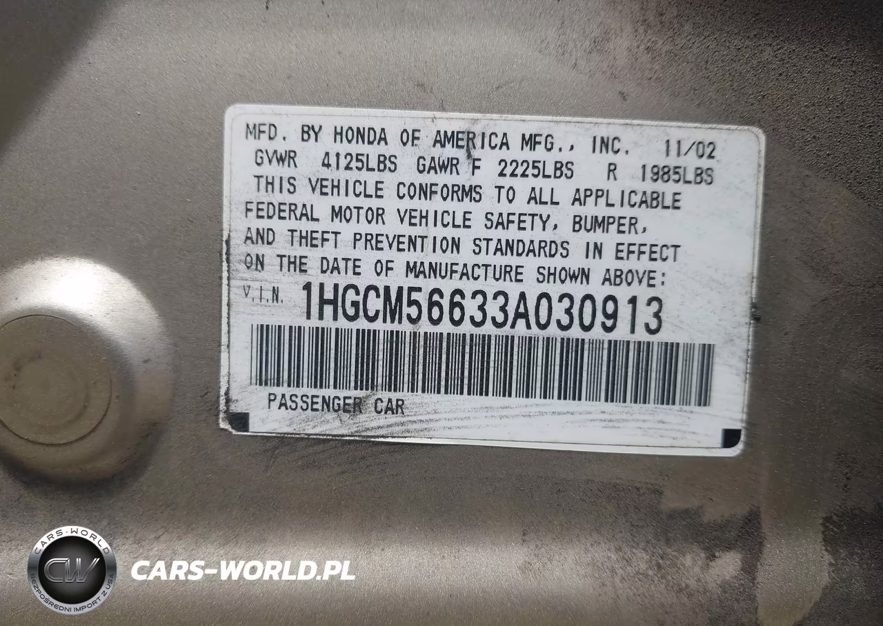 2003 Honda Accord 2.4 Ex VIN:1HGCM56633A030913 - 9