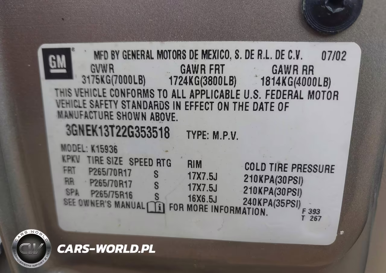 2002 Chevrolet Avalanche 1500 VIN:3GNEK13T22G353518 - 9