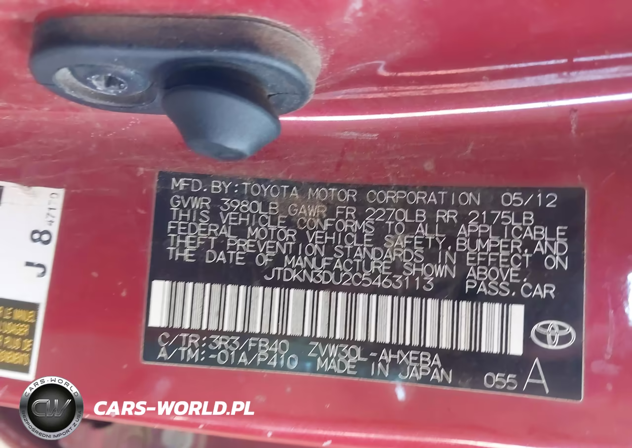 2012 Toyota Prius Two VIN:JTDKN3DU2C5463113 - 9