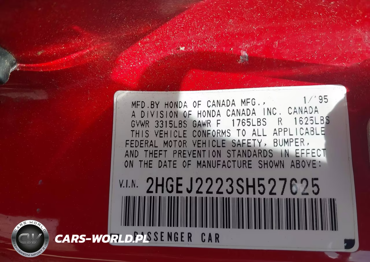 1995 Honda Civic Dx VIN:2HGEJ2223SH527625 - 9