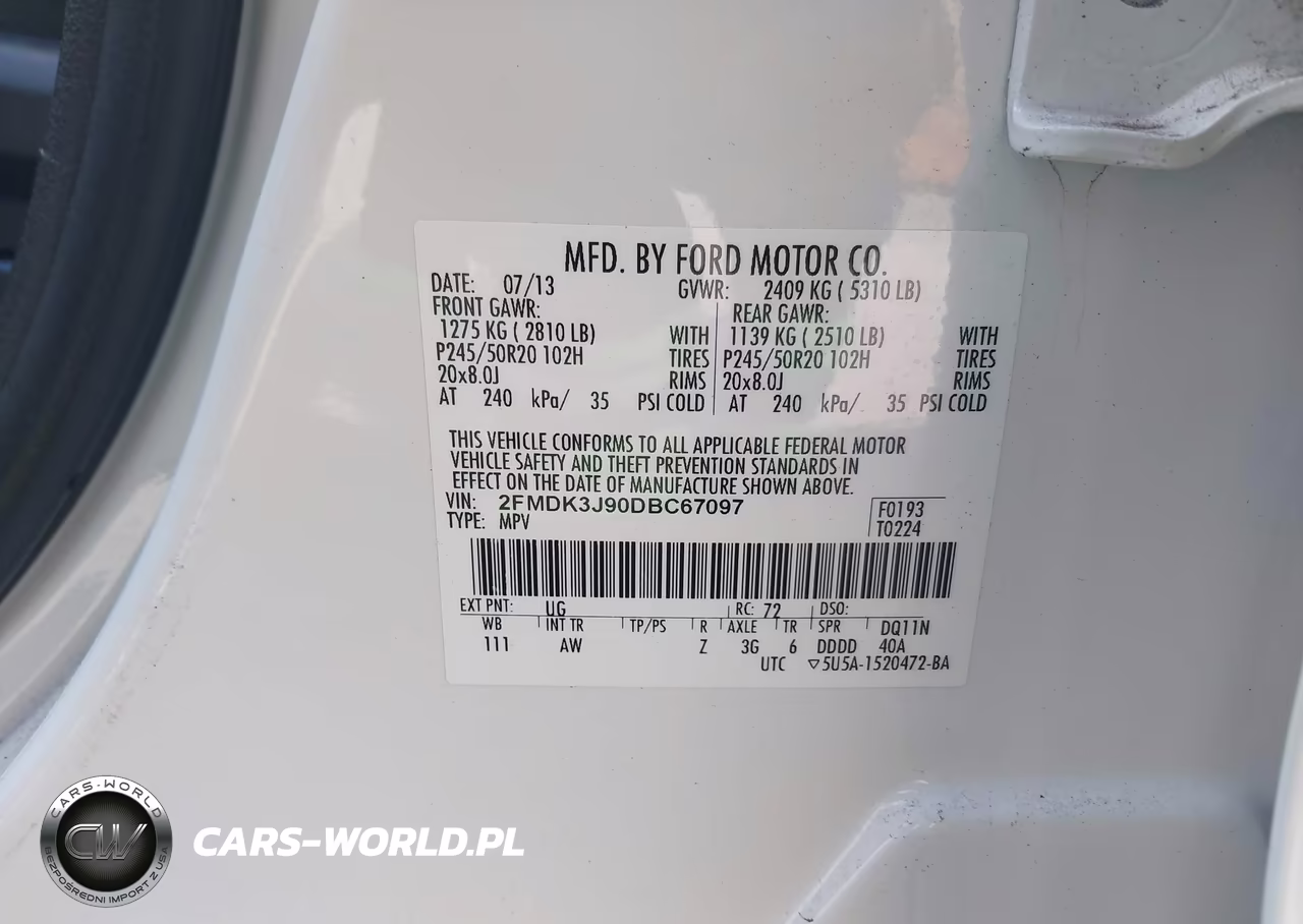 2013 Ford Edge Sel VIN:2FMDK3J90DBC67097 - 9