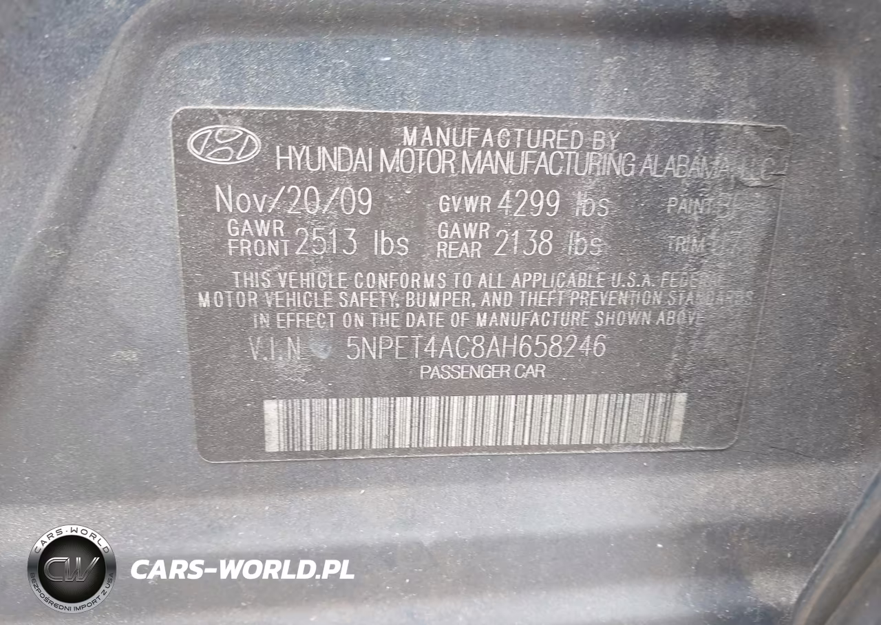 2010 Hyundai Sonata Gls VIN:5NPET4AC8AH658246 - 9