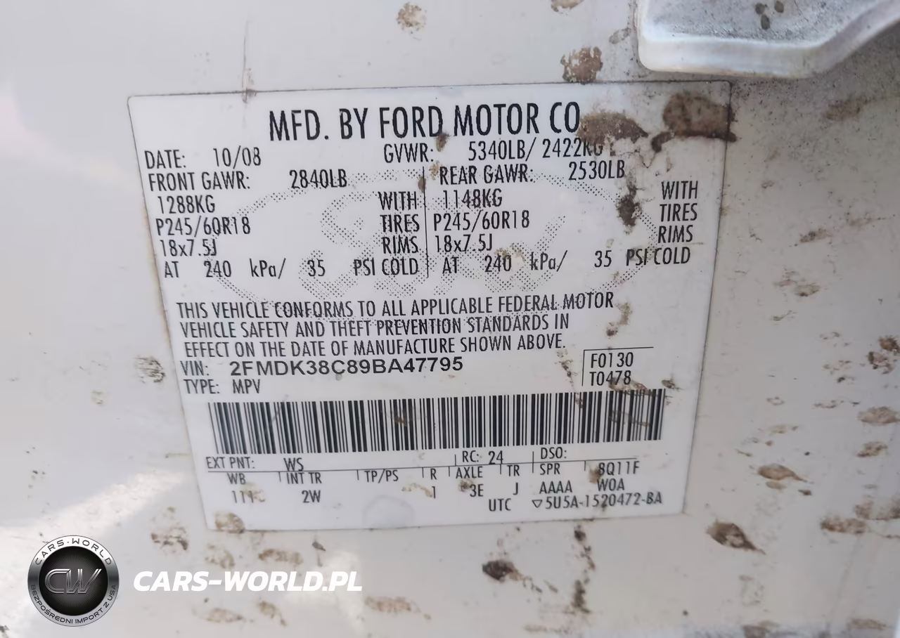 2009 Ford Edge Sel VIN:2FMDK38C89BA47795 - 9